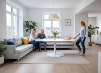 Sådan skaber du et multifunktionelt rum med sovesofa og rundt bord med udtræk