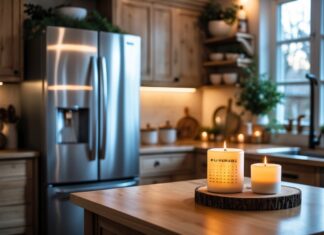 Sådan skaber du hygge i køkkenet med kalenderlys og et stort amerikanerkøleskab