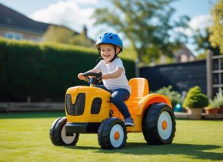 Sjov og sikker leg med traktor med pedal og benskinner til børn