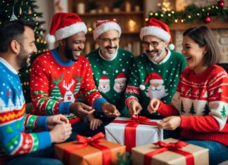 Sjove måder at matche julesweaters med sjove raflegaver til jul