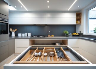 Sådan organiserer du dit køkken med skuffeopdelere og loftspot til moderne belysning