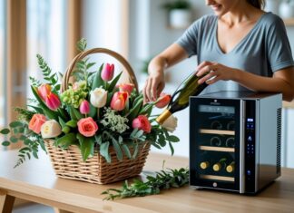 Sådan skaber du den perfekte gavekurv med blomster og et vinkøleskab på udsalg