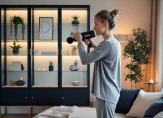 Sådan skaber du en afslappende atmosfære i stuen med et sort vitrineskab og massagepistol