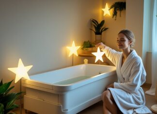 Sådan skaber du en afslappende atmosfære med stjernelamper og et foldbart badekar til hjemmet