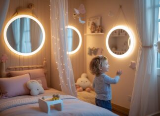 Sådan skaber du et magisk børneværelse med belysede runde spejle