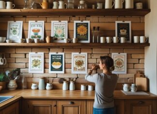 Sådan skaber du et personligt køkken med plakater og hylder i rustik stil