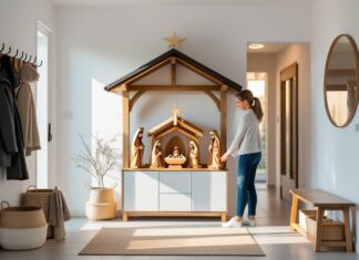 Sådan skaber du orden i entréen med et jule krybbespil lavet af træ