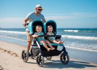 Sådan vælger du den perfekte tvillingebarnevogn til strandturen med dine små