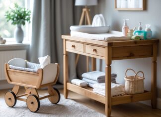 Sådan vælger du det perfekte puslebord og en dukkevogn lavet af træ