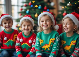 Sjove juletrøjer til børn med dinosaurer til sjov