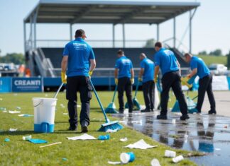 Hyr et rengøringsfirma til at gøre rent der hvor den mobile tribune har stået til dit event