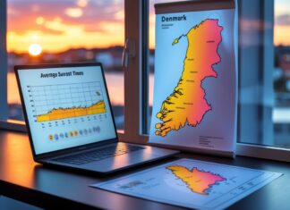 Sådan beregner du gennemsnit for solnedgangstider i Danmark