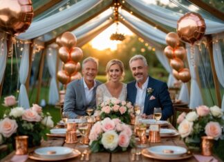 Sådan planlægger i et romantisk kobberbryllup i et festtelt i haven