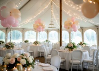 Sådan pynter i bryllupsteltet flot op med balloner og andet festpynt