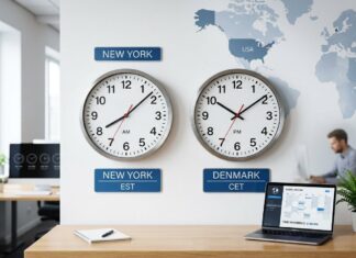 Hvad er klokken i New York i forhold til Danmark?