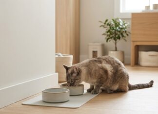 Sådan indretter du en rolig spiseplads til katten i hjemmet